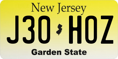 NJ license plate J30HOZ