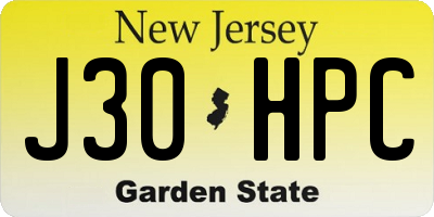 NJ license plate J30HPC
