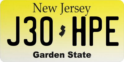NJ license plate J30HPE