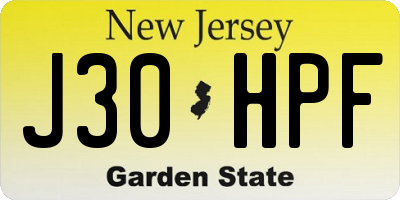 NJ license plate J30HPF