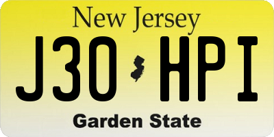 NJ license plate J30HPI