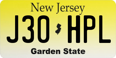 NJ license plate J30HPL
