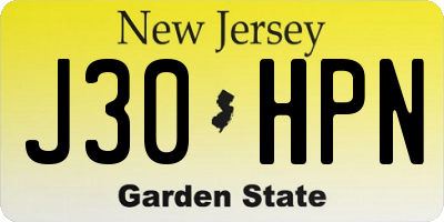 NJ license plate J30HPN