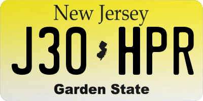 NJ license plate J30HPR