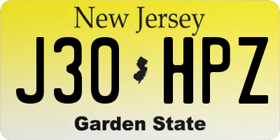 NJ license plate J30HPZ