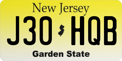 NJ license plate J30HQB
