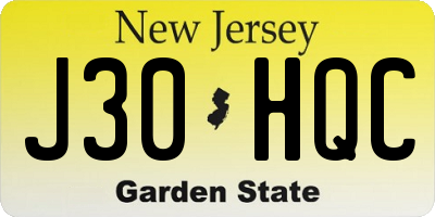 NJ license plate J30HQC