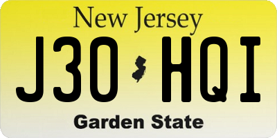 NJ license plate J30HQI