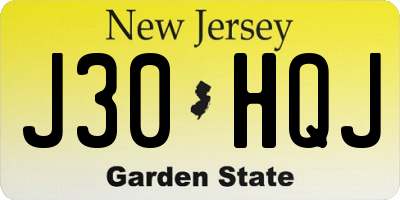 NJ license plate J30HQJ