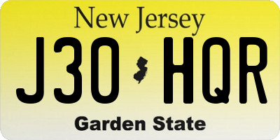 NJ license plate J30HQR