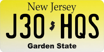 NJ license plate J30HQS