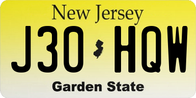 NJ license plate J30HQW