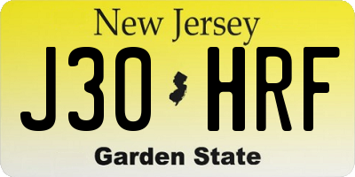 NJ license plate J30HRF