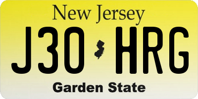 NJ license plate J30HRG