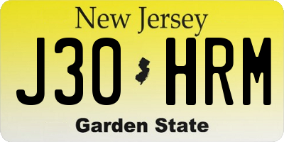 NJ license plate J30HRM