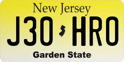 NJ license plate J30HRO