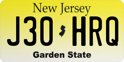 NJ license plate J30HRQ