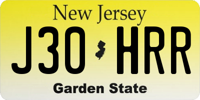 NJ license plate J30HRR