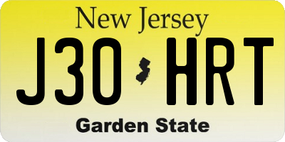 NJ license plate J30HRT