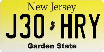 NJ license plate J30HRY