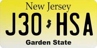 NJ license plate J30HSA