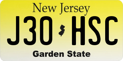 NJ license plate J30HSC