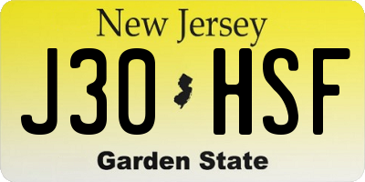 NJ license plate J30HSF