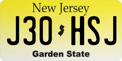 NJ license plate J30HSJ