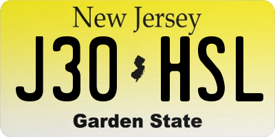 NJ license plate J30HSL