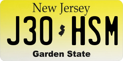 NJ license plate J30HSM