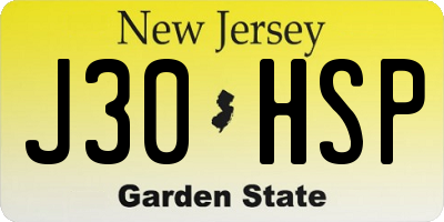 NJ license plate J30HSP