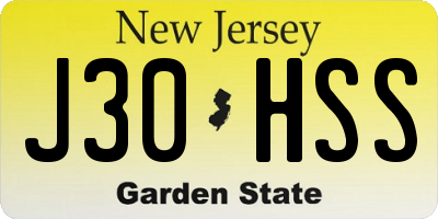 NJ license plate J30HSS