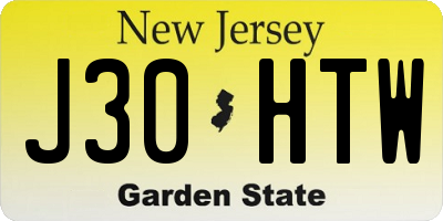 NJ license plate J30HTW