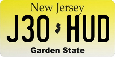 NJ license plate J30HUD
