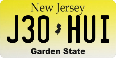 NJ license plate J30HUI