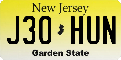 NJ license plate J30HUN