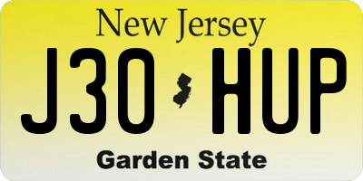 NJ license plate J30HUP