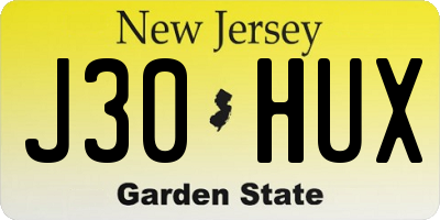 NJ license plate J30HUX