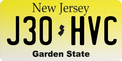 NJ license plate J30HVC