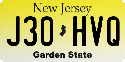 NJ license plate J30HVQ