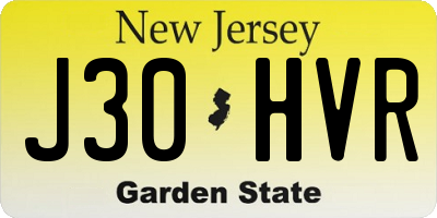 NJ license plate J30HVR