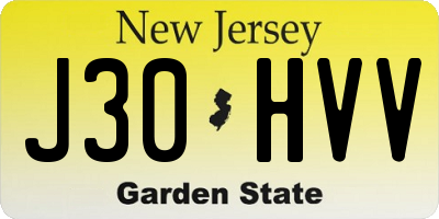 NJ license plate J30HVV