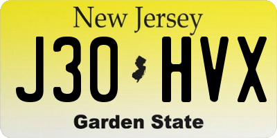 NJ license plate J30HVX