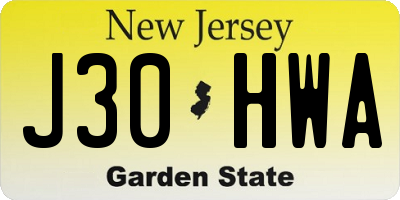 NJ license plate J30HWA
