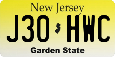 NJ license plate J30HWC