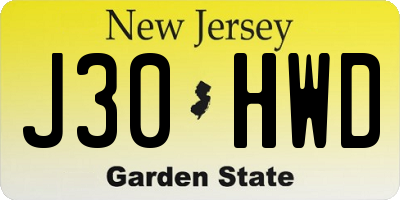 NJ license plate J30HWD