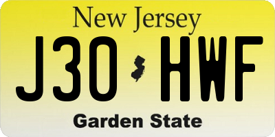 NJ license plate J30HWF