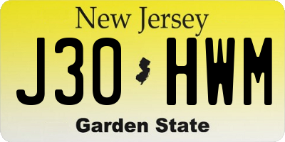 NJ license plate J30HWM