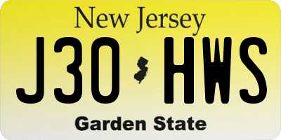 NJ license plate J30HWS