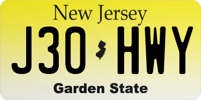 NJ license plate J30HWY